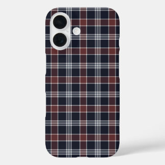 Navy Blue und Burgund Kariert iPhone 16 Hülle