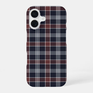 Navy Blue und Burgund Kariert iPhone 16 Hülle