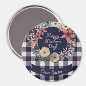 Navy Blue und Coral Blume | Für Register Magnet (Vorderseite/Rückseite)