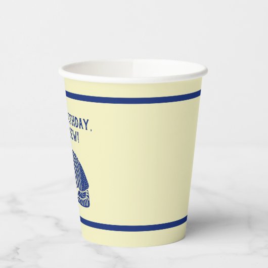 Navy Blue und Cream Armadillo Personalisiertes Par Pappbecher (Links)