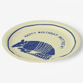Navy Blue und Cream Armadillo Personalisiertes Par Pappteller (Schrägansicht)