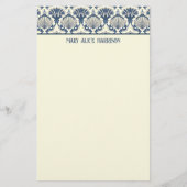 Navy Blue und Cream Seashell Pattern Briefpapier (Vorderseite)