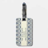 Navy Blue und Cream Seashell Pattern Gepäckanhänger (Rückseite vertikal)