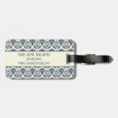 Navy Blue und Cream Seashell Pattern Gepäckanhänger (Rückseite horizontal)