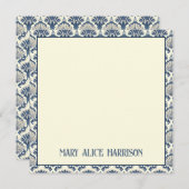 Navy Blue und Cream Seashell Pattern Mitteilungskarte (Vorne/Hinten)