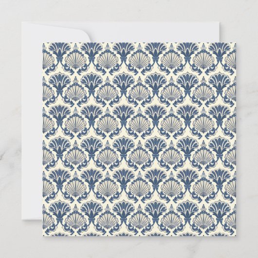 Navy Blue und Cream Seashell Pattern Mitteilungskarte (Rückseite)