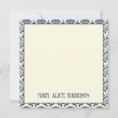 Navy Blue und Cream Seashell Pattern Mitteilungskarte (Vorderseite)
