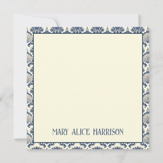 Navy Blue und Cream Seashell Pattern Mitteilungskarte (Vorderseite)