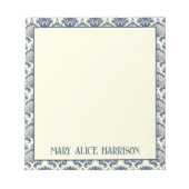 Navy Blue und Cream Seashell Pattern Notizblock (Vorderseite)