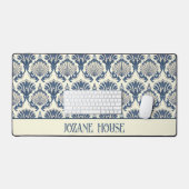 Navy Blue und Cream Seashell Pattern Schreibtischunterlage (Tastatur & Maus)