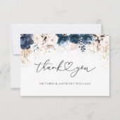 Navy Blue und Dusty Rose Brautparty Flat Dankeskarte (Vorderseite)