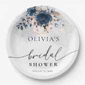 Navy Blue und Dusty Rose Brautparty Pappteller (Vorderseite)