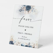 Navy Blue und Dusty Rose Fvor Sign Sockelschild (Vorderseite)