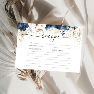 Navy Blue und Dusty Rose Große Rezept Card Einladung