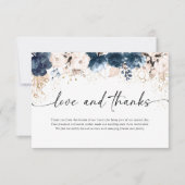 Navy Blue und Dusty Rose Hochzeit Dankeschön Karte (Vorderseite)