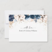 Navy Blue und Dusty Rose Hochzeit Dankeschön Karte (Rückseite)