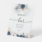 Navy Blue und Dusty Rose Mimosa Bar Sign Sockelschild (Vorderseite)