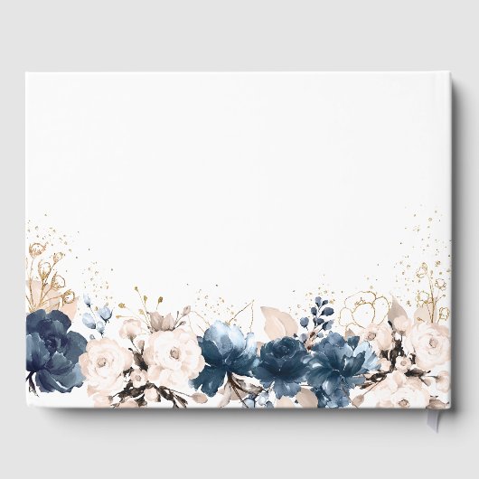 Navy Blue und Dusty Rose Wedding Guest Book Gästebuch (Rückseite)