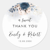 Navy Blue und Dusty Wedding Classic Round Sticker (Vorderseite)