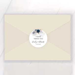 Navy Blue und Dusty Wedding Classic Round Sticker