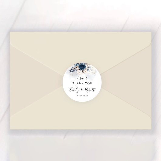 Navy Blue und Dusty Wedding Classic Round Sticker