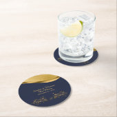 Navy Blue und Gold 50 Jahre alt Custom Runder Pappuntersetzer (Vor Ort)