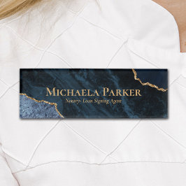 Navy Blue und Gold Agate Geode Namenschild