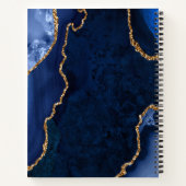 Navy Blue und Gold Agate Wedding Guest Book Notizblock (Rückseite)