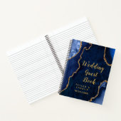 Navy Blue und Gold Agate Wedding Guest Book Notizblock (Innenseite)