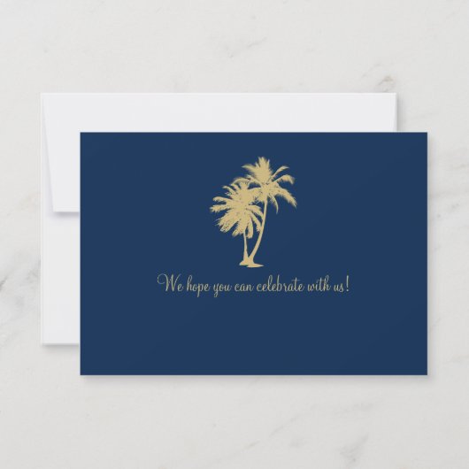 Navy Blue und Gold Bali Wedding RSVP (Rückseite)