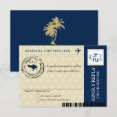 Navy Blue und Gold Bali Wedding RSVP Karte (Vorne/Hinten)