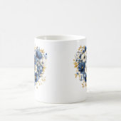 Navy Blue und Gold Blume in Herzform Kaffeetasse (Mittel)