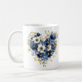 Navy Blue und Gold Blume in Herzform Kaffeetasse (Links)
