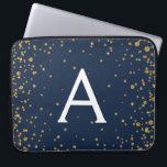 Navy Blue und Gold Confetti Monogram Laptopschutzhülle<br><div class="desc">Navy Blue und Gold Confetti Elegant Monogram Case. Dieser Fall kann so angepasst werden,  dass er Ihren Anfangs- und Vornamen enthält.</div>