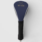 Navy Blue und Gold Custom Monogram Golf Clubs Headcover (Vorderseite)