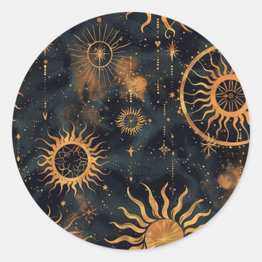 Navy Blue und Gold Custom Zodiac Siegel Runder Aufkleber (Vorderseite)