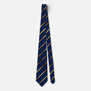 Navy Blue und Gold Diagonal Streifen Krawatte