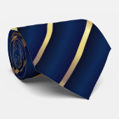 Navy Blue und Gold Diagonal Streifen Krawatte (Gerollt)