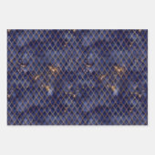 Navy Blue und Gold Dragon Scales Geschenkpapier Set (Vorderseite)