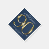 Navy Blue und Gold Elegant 90. Geburtstag Serviette (Ecke)