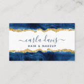 Navy Blue und Gold | Elegant Calligraphy Visitenkarte (Vorderseite)