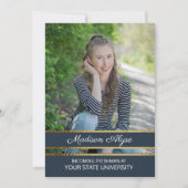 Navy Blue und Gold Foto Trunk Party Einladung (Vorderseite)