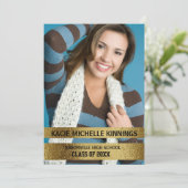 Navy Blue und Gold Foto Trunk Party Einladung (Stehend Vorderseite)