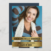 Navy Blue und Gold Foto Trunk Party Einladung (Vorne/Hinten)