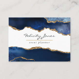 Navy Blue und Gold Geode Agate Stone Visitenkarte