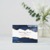Navy Blue und Gold Geode Agate Stone Visitenkarte (Stehend Vorderseite)