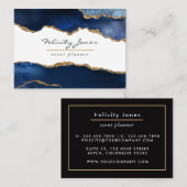 Navy Blue und Gold Geode Agate Stone Visitenkarte (Vorne/Hinten)
