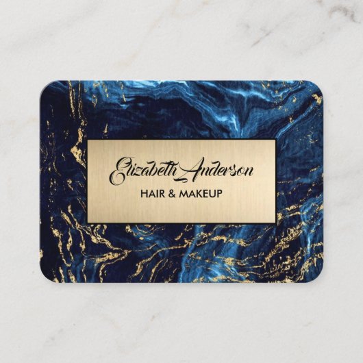 Navy Blue und Gold Glitzer Modern Visitenkarte (Vorderseite)