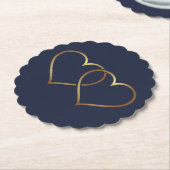 Navy Blue und Gold Golden Hearts Untersetzer (angewinkelt)