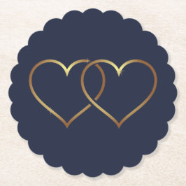 Navy Blue und Gold Golden Hearts Untersetzer